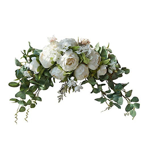 Faux Green Leaves Light Blue Rose Door Decor Wreath for Table Centrepiece Wedding Arch Hanging Home Wall Decoration Artificial Silk Flowers Swag Floral Swag INIFLM Wedding Arch Flowers